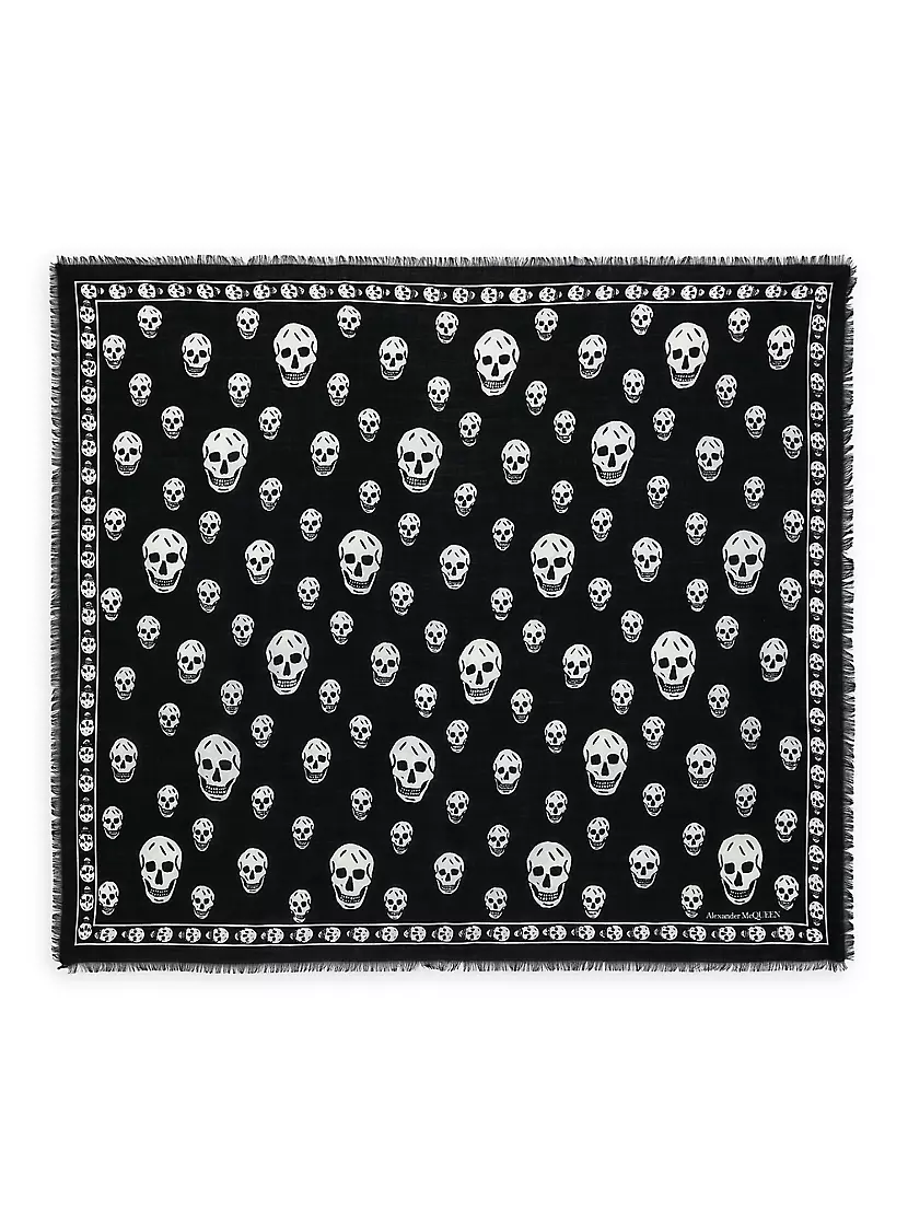 Skull Silk Chiffon Scarf Alexander McQueen