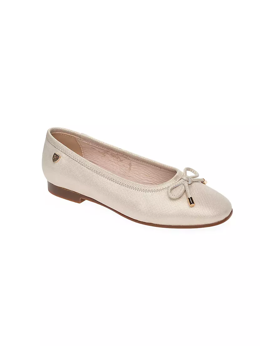 Little Girl's &amp; Girl's Daisy Bow-Detailed Leather Ballet Flats Venettini