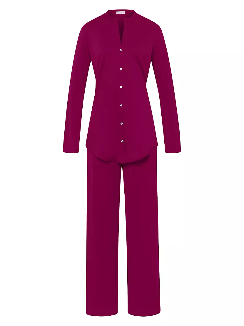 2-Piece Button-Front Long Pajama Set Hanro