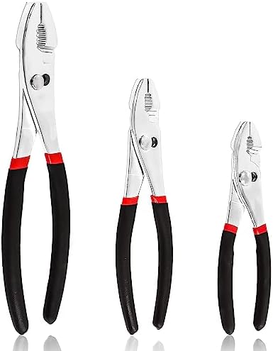 Swpeet 3Pcs 6 Inch/8 Inch/10 Inch Black Steel Slip-Joint Pliers, Pliers Set, Multi-Grip Pliers, Slip Joint with Rubber Grip Handle Fine Grip Teeth in Front and Coarse Teeth in Back-Rust Resistant Swpeet