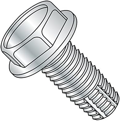 Small Parts 3114FW Steel Thread Cutting Screw, Zinc Plated Finish, Hex Washer Head, Type F, 5/16"-18 Thread Size, 7/8" Length (Pack of 10) Small Parts