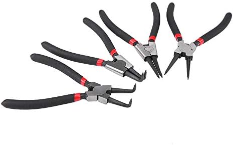 Snap Ring Pliers Set, 4-Piece Heavy Duty Circlip Pliers Set 7-inch Internal/External Circlip Pliers Kit with Straight/Bent Jaw for Ring Remover Retaining and Remove Hoses Estink