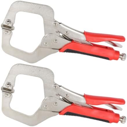 kimllier 2Pcs C-Clamp Locking Pliers with Swivel Pads 11 Inch Heavy-Duty Locking C-Clamp Set Fit for Woodworking Welding Kimllier