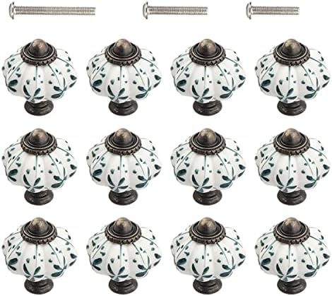 HUAMULAN 10 PCS Ceramic Cabinet Knobs Glossy Dresser Mushroom Table Drawer Cupboard Pull Handles Furniture DIY Kitchen Kids Room Wardrobe Huamulan