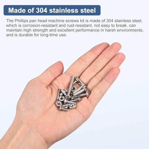 310Pcs Nuts and Bolts Assortment Kit, M2 Phillips Pan Head Machine Screws, 304 Stainless Steel Metric Machine Screws Assortment Kit with Storage Case Dtgn