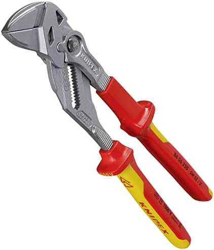 Knipex Pliers Wrench pliers and a wrench in a single tool chrome-plated, insulated with multi-component grips, VDE-tested 250 mm 86 06 250 Knipex