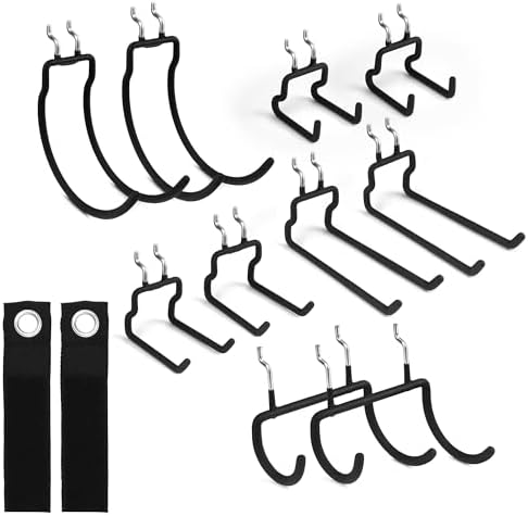 Набор из 12 крепких крючков для перфорированных панелей, выдерживающих нагрузку до 20 кг, совместимых с панелями 1/4 дюйма и удлинительными ремнями Elead