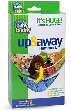 Baby Buddy Up and Away Kids Stuffed Animal Hammock Storage Organizer, Organizers and Storage for Baby Items, Display and Organize Children's Stuffed Animals, Stretches Up to 5 Feet, Blue, Pack of 1 Baby Buddy