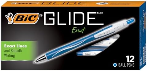 Ручка-роллер BIC Glide Exact, тонкий наконечник (0,7 мм), синий, 3 шт., четкие линии для аккуратного письма Bic