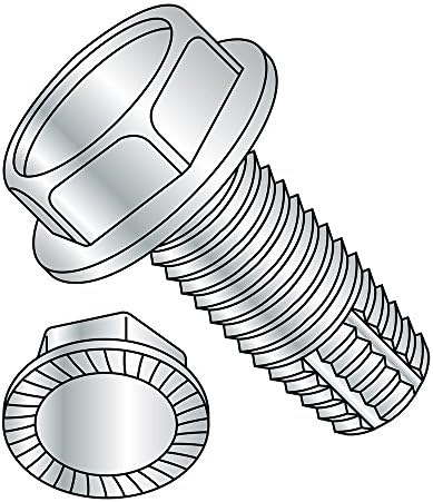 Steel Thread Cutting Screw, Zinc Plated Finish, Serrated Hex Washer Head, Type F, 1/2"-13 Thread Size, 1" Length (Pack of 5) Small Parts