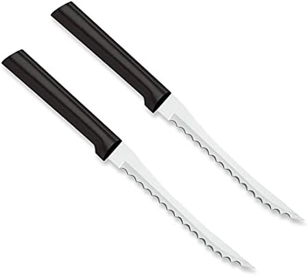 RADA Cutlery Tomato Slicing Knife Stainless Steel Blade Made in USA, 8-7/8 Inches, 2-Pack, Black Handle RADA