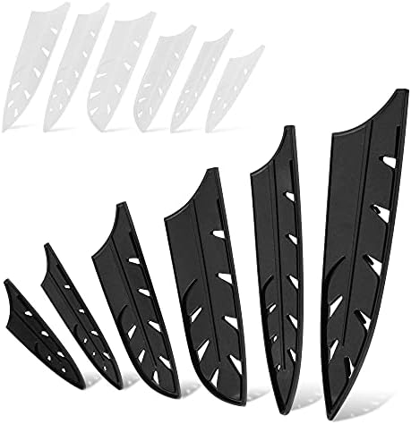 XYJ Knife Sheath Set of 12 Knife Edge Guards Blade Protector Knife Cover for Stainless Steel Paring Santoku Utility Slicing Chef Knife Plastic Knife Case Black White XYJ