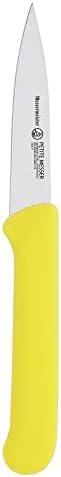 Messermeister Petite Messer 3” Spear Point Parer with Matching Sheath, Yellow - German 1.4116 Stainless Steel & Ergonomic Handle - Lightweight, Rust Resistant & Easy to Maintain Messermeister