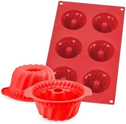 10 Inch Silicone Bundt Cake Pan Nonstick - Red Generic