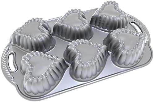 Nordic Ware Elegant Heart Cakelet Pan, Metallic Nordic Ware