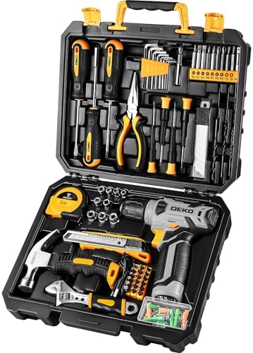 DEKOPRO Tool Set：Tool Kit with 8V Cordless Drill,Tool Box with Drill,Hand Drill Set for Men & Women,Home Tool Kits for House Repair,Handyman,DIY 126 Piece Dekopro