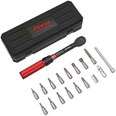 1/4 Inch Drive Click Torque Wrench, 18 PCS Bike Torque Wrench Set Double Scale (10-150lb.in/1.1-17.0Nm/), High Precision with Bit Sockets, Universal Joint, Extension Bar, for Bicycle Maintenance Thorstone