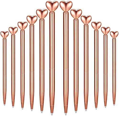 12 металлических ручек в форме сердца с черными чернилами, retractable, для праздника Валентина Chinco