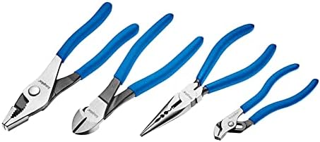 4-Piece Pliers Set- Water Pump Pliers -Slip Joint - Diagonal Cutter - Combination Long Nose - In Tool Roll Kauplus