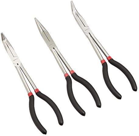 Amazon Basics Long Reach Needle Nose Pliers Tool Set, 3-Piece, Black Amazon Basics