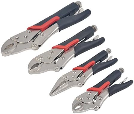 KING Locking Pliers Set, 5-inch Curved Jaw Locking Pliers, 6.5-inch Strength Jaw Long Nose Pliers, 7-inch Curved Jaw Locking Pliers, 10-inch Curved Jaw Locking Pliers, Cushioned Grips (4-pc Set) King