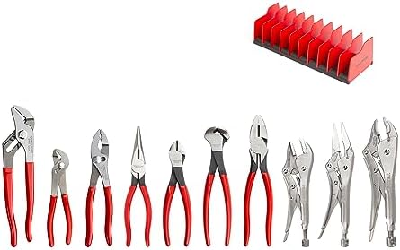 TEKTON Gripping, Cutting, and Locking Pliers Set with Rack (10-Piece) | PLR99202 Tekton