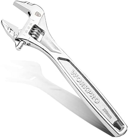 WORKPRO Adjustable Wrench, 4-inch Heavy Duty Spanner with Inch/Metric Scale, Premium Cr-V Steel, Chrome Plated Workpro