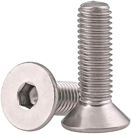 50 Pcs M5-0.8 x 10mm Flat Head Socket Cap Screws Bolts, Stainless Steel 18-8 (304), Bright Finish, Allen Socket Drive,Machine Screws Inner Hex Screw Fasteners Bolts YQGOO