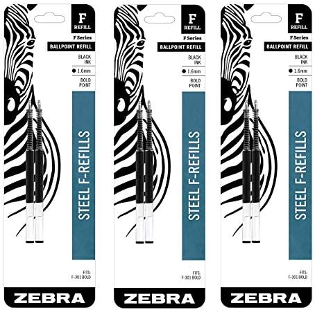 Заправки для шариковых ручек, 1.6 мм, чернила черного цвета, упаковка 6 шт. Zebra Pen