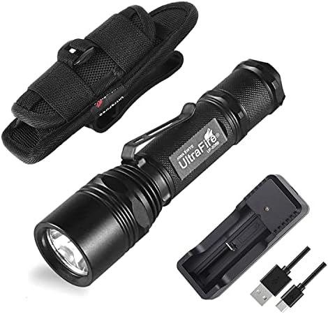 ULTRAFIRE LED Flashlight with Holster,WF-506B Single Mode EDC Handheld Tactical Flashlight,Super Bright 1000 Lumen Duty Flashlight with Belt Holster ULTRAFIRE