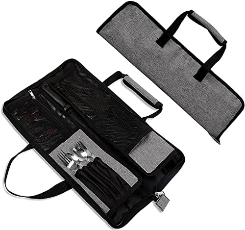 Chef’s Knife Roll Bag, Heavy Duty Oxford Chef Knife Bag, Portable 13 Slots Chef Knife Case, Multi-function Cutlery Knives Pouch Holder Knife Wrap Wallet Tool Roll Qchengsan