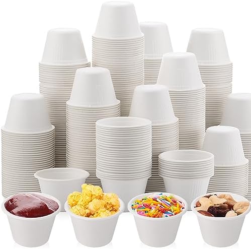 Zubebe 800 Pack Disposable Souffle Cups 4 oz Condiment Cups Paper Snack Cups Small Food Portion Containers Mini Sample Cups Tasting Cups for Parties Picnics Barbecues Travel and Events (Natural Color) Zubebe