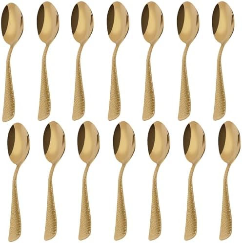 HANSGO 14PCS Teaspoons Set, 5.5" Stainless Steel Tea Spoons Small Spoons Coffee Spoons for Home Kitchen Restaurant, Mirror Polished, Dishwasher Safe Hansgo