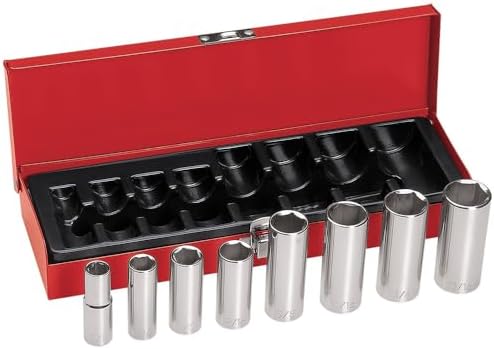 Klein Tools 65514 1/2-Inch Drive Socket Wrench Set with Hex Drive and Deep Sockets in SAE Sizes, Case Included, 8-Piece Klein Tools