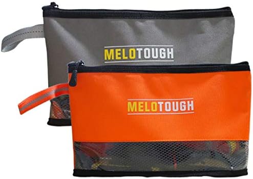 Melo Tough Multi Tool Pouch Small Tool Bag Zipper Bag Zipper Pouches, Durable Storage Organizer Tote Bag 2 Pack (Black&Yellow) MELOTOUGH