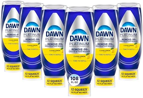 Жидкость для мытья посуды Dawn Platinum EZ-Squeeze, удаление жира, лимонный аромат, 6x532 мл Dawn