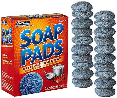 SCRUBIT 20 Pack Steel Wool Soap Pads - Metal Scouring Cleaning Pads for Dishes, Pots, Pans, and Ovens - Pre-Soaped for Easy Cleaning of Tough Kitchen Grease and Oil Scrubit