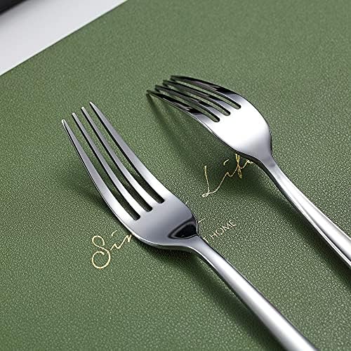 Steak Knives Set 12 Piece, Premium Stainless Steel 6 Dinner Forks and 6 Dinner Knives Set, Steak Knives Steak Forks for 6 Person, Mirror Polish, Dishwasher Safe (Shiny Silver) HOMQUEN