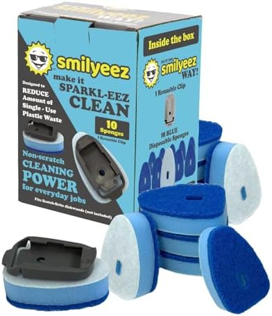 Запасные губки без пластика Smilyeez с адаптером, 10 штук, для Dishwand Smilyeez