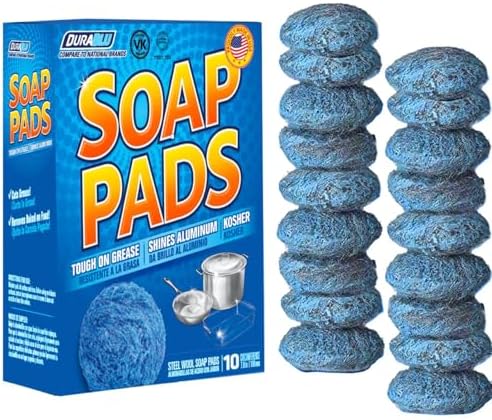 SCRUBIT 20 Pack Steel Wool Soap Pads - Kosher - Metal Scouring Cleaning Pads for Dishes, Pots, Pans, and Ovens - Pre-Soaped scrubbing Pads for Easy Cleaning of Tough Kitchen Grease and Oil Scrubit