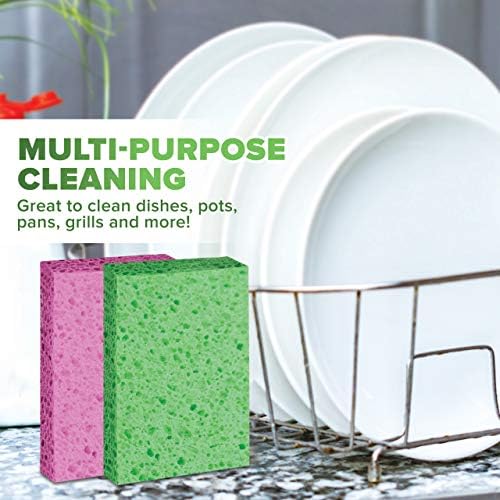 SCRUBIT Cellulose Scrub Sponge - Kitchen Cleaning Sponges for Dishes, Pans, Pots & More- 6 Pack Dishwashing Sponges - Colors and Packaging May Vary Scrubit