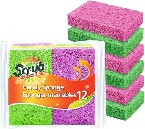 SCRUBIT Cleaning Scrub Sponges, [New Packaging] Non-Scratch Kitchen Sponges for Dishes -12 Pack Dishwashing Sponge - Assorted Colors "Package May Vary" Scrubit