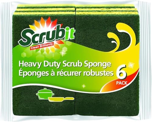 Cleaning Heavy Duty Scrub Sponge by Scrub-it - Scrubbing Sponges Use for Kitchen, Bathroom & More -6 Pack Scrubit