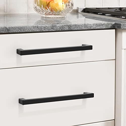 Probrico 10 Pack Matte Black Bar Cabinet Pulls 2.5 inch Hole Centers, Stainless Steel Square Dresser Drawer Pulls Handles Bedroom Closet Kitchen Modern Furniture Hardware Probrico