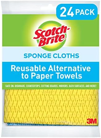 Scotch-Brite Sponge Cloth, Swedish Dish Cloths, Reusable Alternative to Paper Towels, 24 Sponge Cloths Scotch-Brite