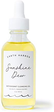 Earth Harbor | SUNSHINE DEW Cleansing Oil - Deep Cleanse & Makeup Remover | Papaya Enzymes + Sea Kelp | 2 fl oz Earth Harbor