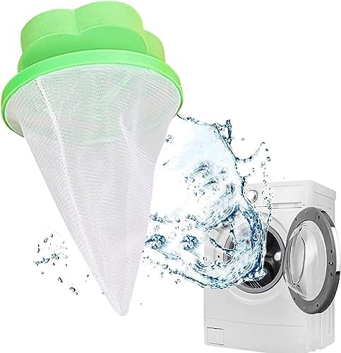 Green Reusable Washing Machine Wool Receiver, Pet Hair Remover Laundry Filter, Pet Hair Remover Laundry, Laundry Pet Hair Catcher, Floating Hair Filtering Mesh Removal Dryer Balls for Laundry Jowxsx