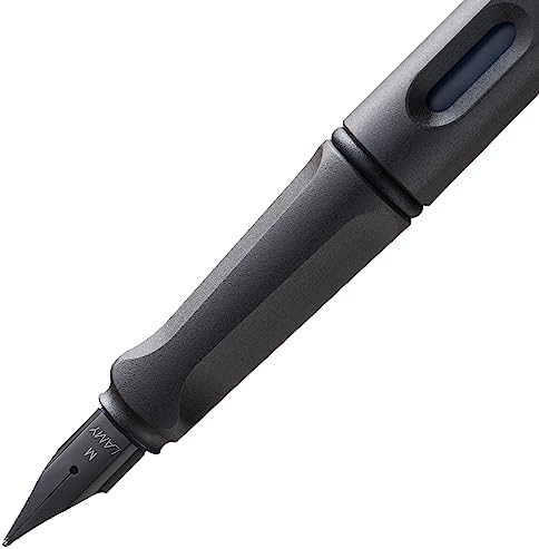 Перьевая ручка Lamy Safari, угольный черный, экстра-тонкий пишущий узел, синий чернила Lamy