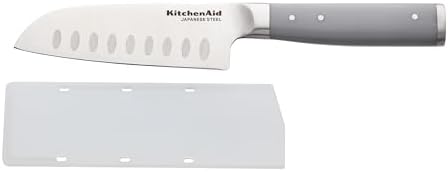 KitchenAid Gourmet Forged Santoku Custom-Fit Cover, Sharp Kitchen Knife, High-Carbon Japanese Stainless Steel Blade, 5 Inch, Gray KitchenAid