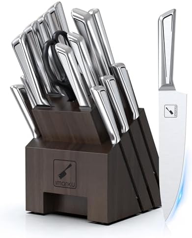 imarku Knife Set,16-Piece Premium Knife Sets for Kitchen with Block,Japanese Stainless Steel Kitchen Knife Set,Knife Block Set with Kitchen Sharpener, Dishwasher Safe,Best Gifts Imarku